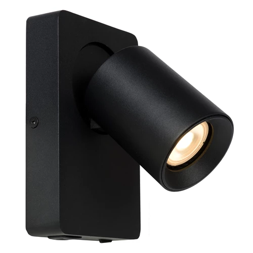 Lucide NIGEL - Bedside lamp / Wall light - LED Dim to warm - CCT - GU10 (MR16) - 1x5W 2200K/3000K - With USB charging point - Black - detail 1